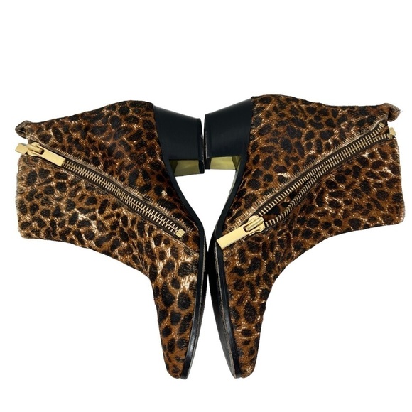 Rachel Zoe Leopard Print Calf Hair Leather Low Heel Ankle Booties Boots Size 7.5 - Picture 9 of 16